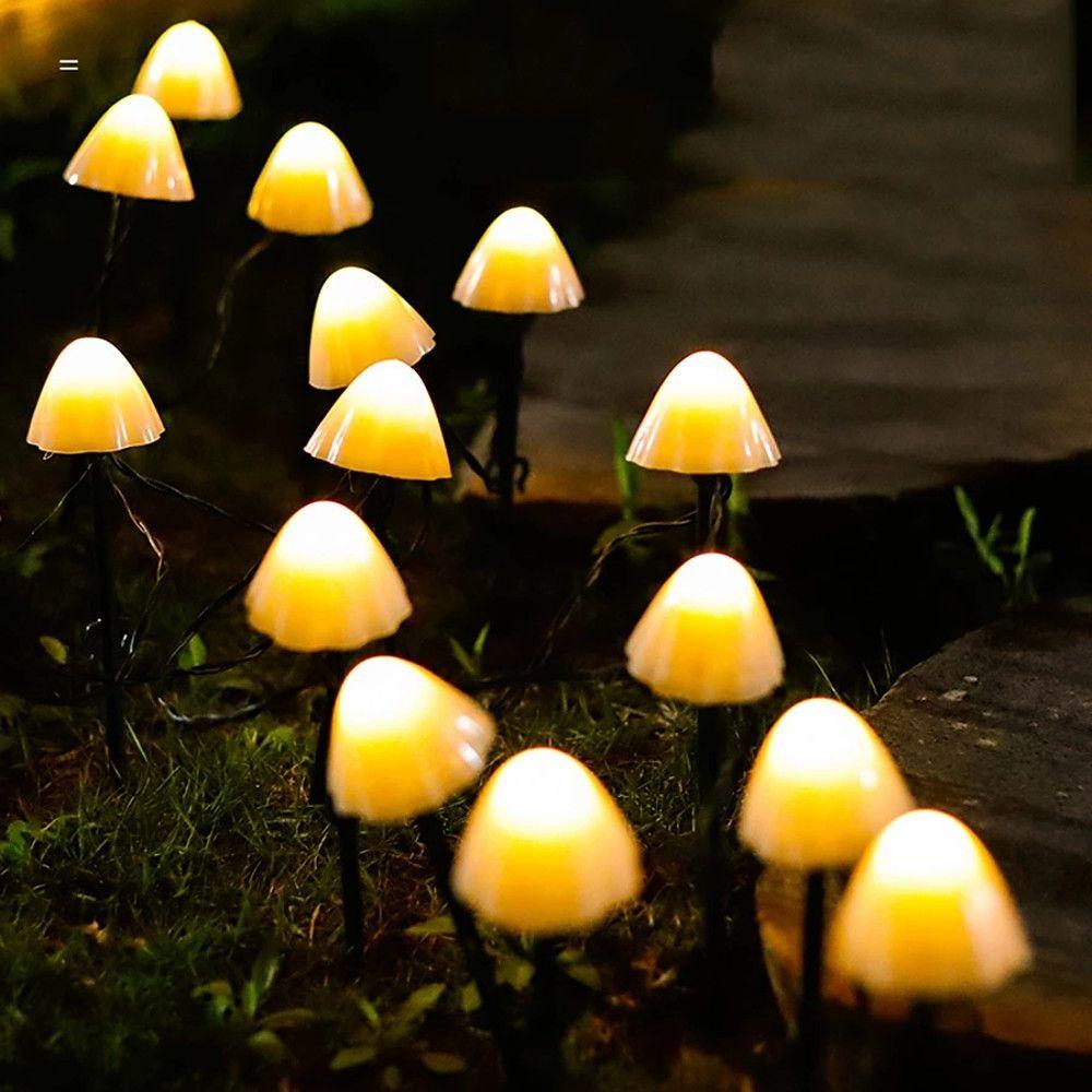 Outdoor Mini Mushroom Rgb Solar 16 40 Ft String Lights