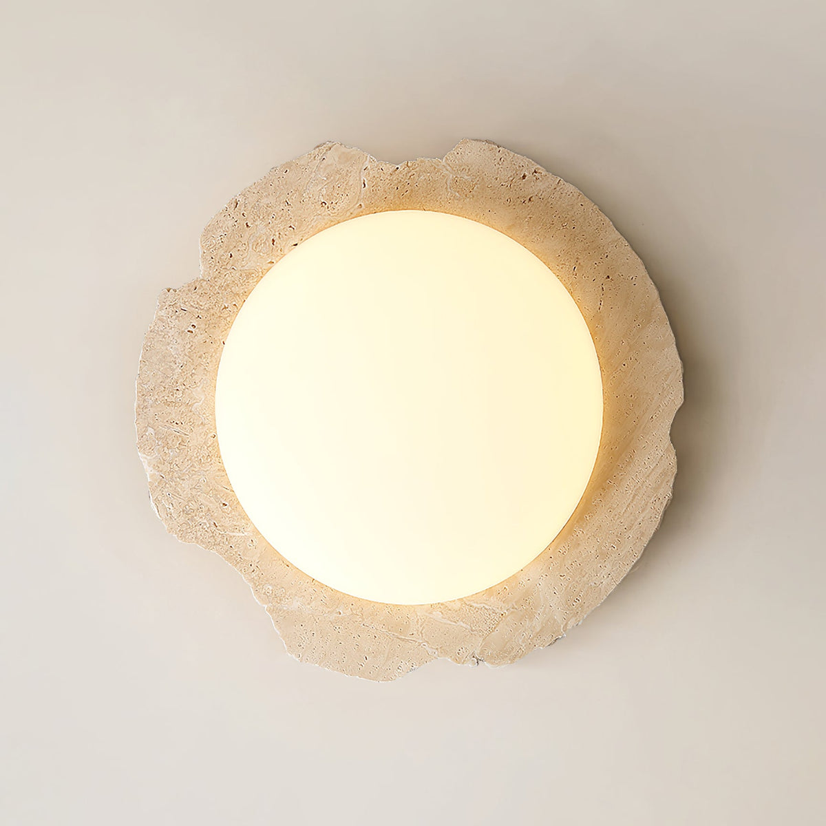 Crater Halo Travertine LED Flush Mount Ceiling Light