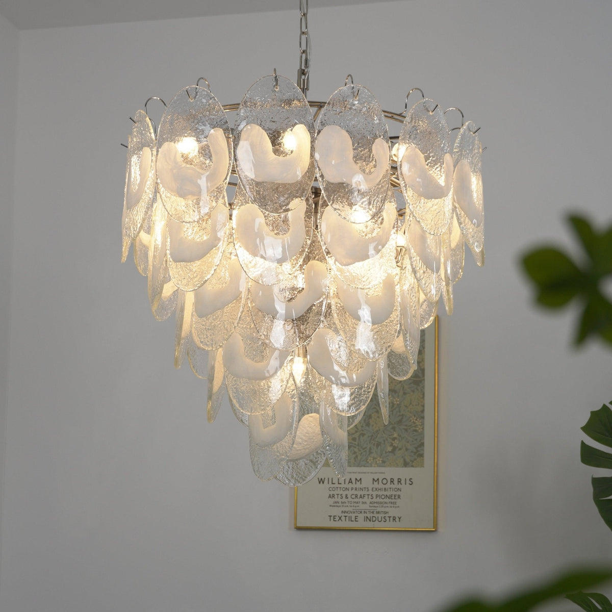 Frostelle Glass Chandelier – Hand-Cast Murano Style Pendant for Dining & Living Rooms