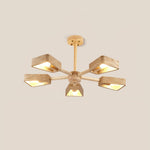 Elementa Travertine Chandelier — Modern Wood & Stone Pendant Light