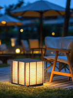 Grid Post Outdoor Light — Weatherproof Matte Black LED Post Lamp