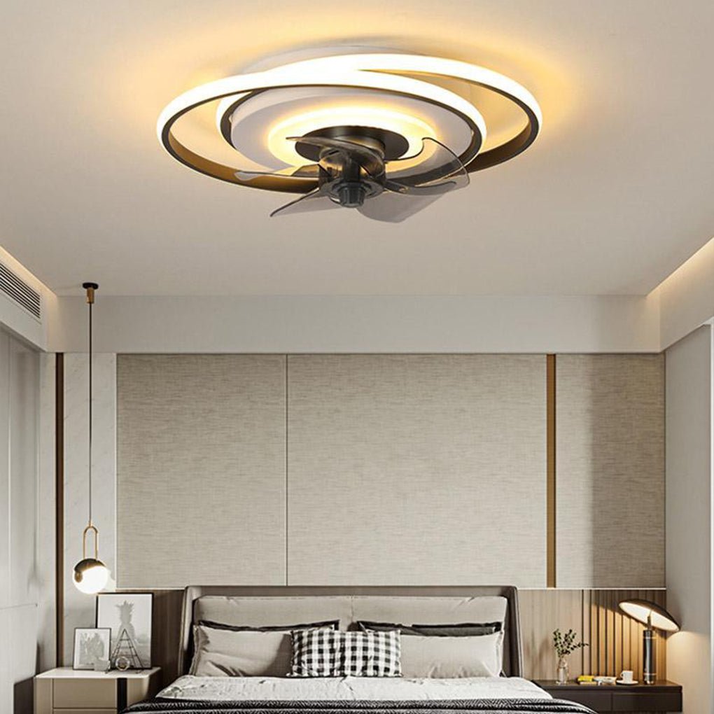 Aurelia Dual-Ring LED Ceiling Fan with Remote Control in Gold or Black