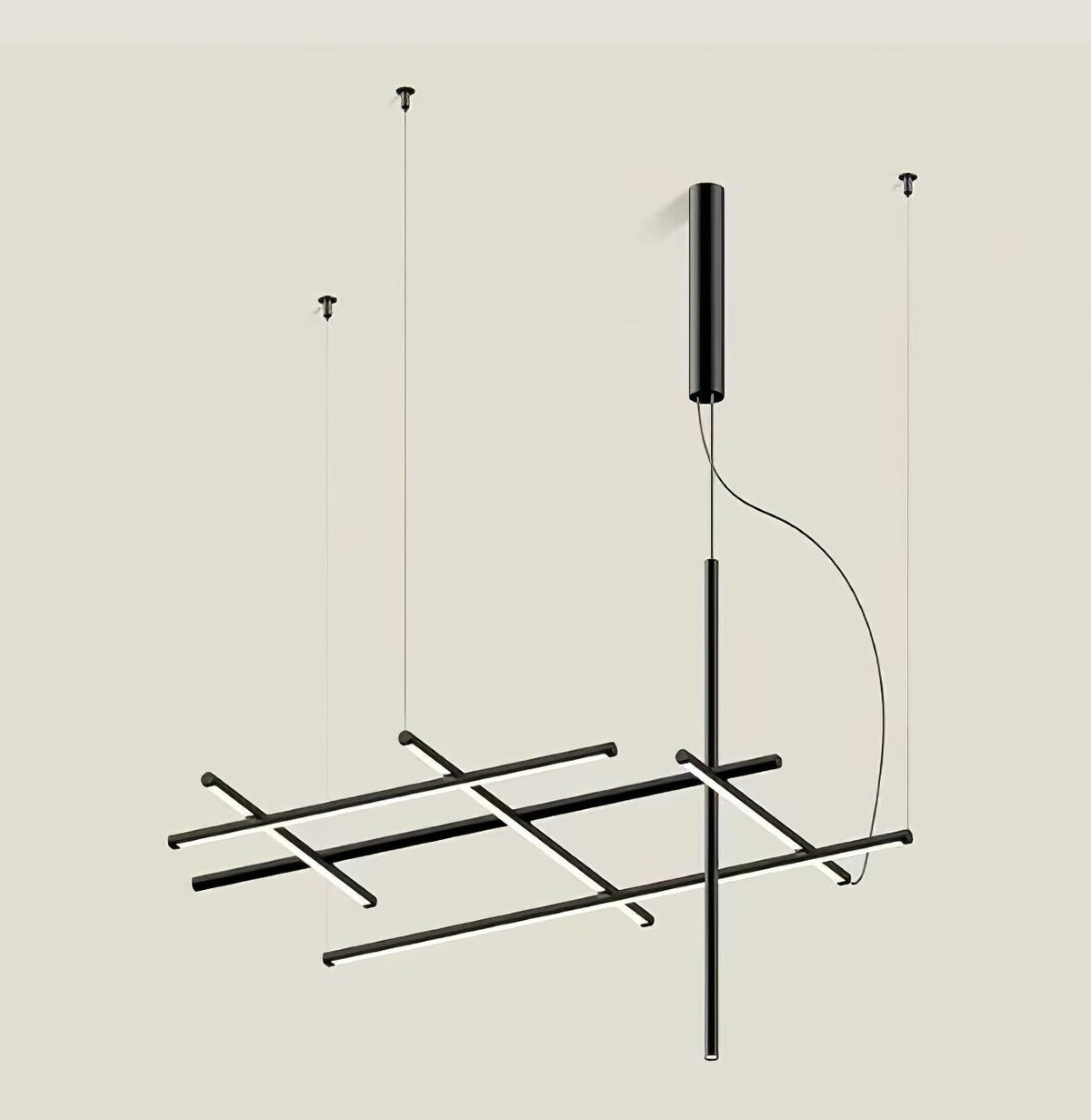 Linear Grid LED Pendant Light in Black or Gold | Modern Geometric Chandelier