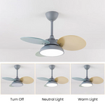 Macaron Colorful Round Ceiling Fan With Led Light