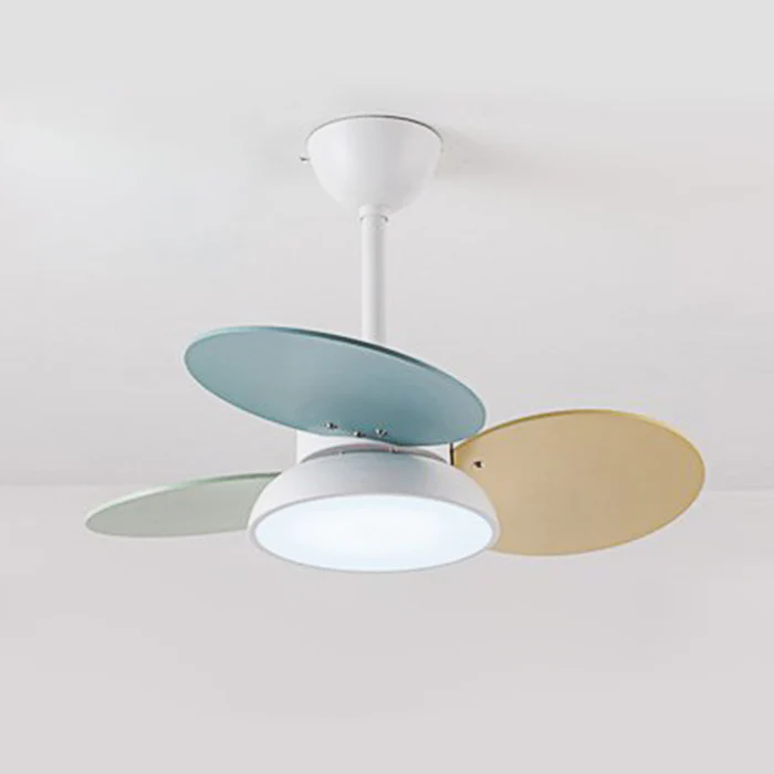 Macaron Colorful Round Ceiling Fan With Led Light