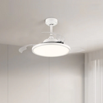 White Simple Flush Ceiling Fan With Led Lights