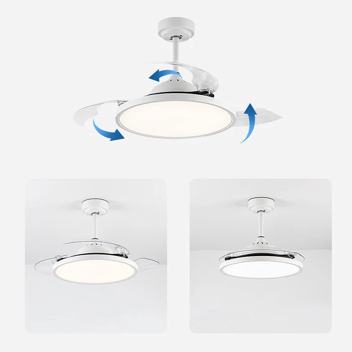 White Simple Flush Ceiling Fan With Led Lights