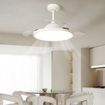 White Simple Flush Ceiling Fan With Led Lights