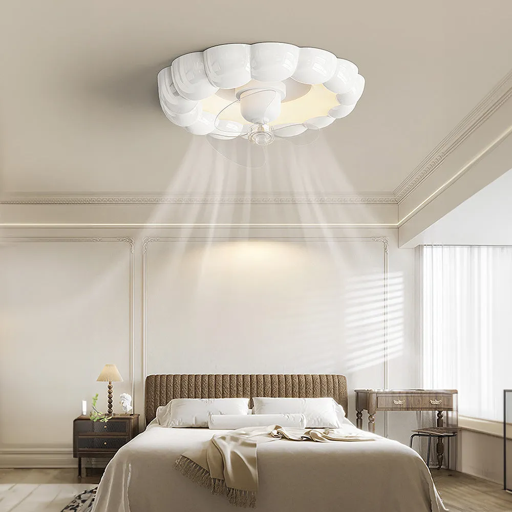 Macaron Simple Stylish Bedroom Ceiling Fan With Led Lights