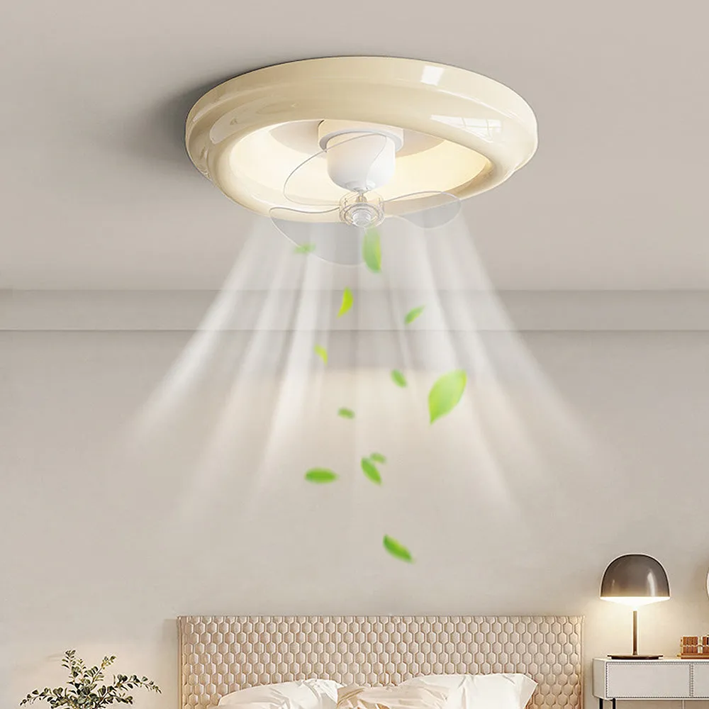 Macaron Simple Stylish Bedroom Ceiling Fan With Led Lights