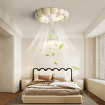 Macaron Simple Stylish Bedroom Ceiling Fan With Led Lights