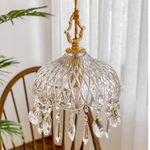 All Copper Retro Light Luxury Crystal Glass Small Pendant Lamp