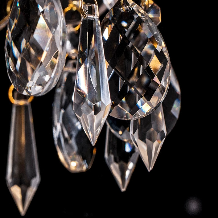 All Copper Retro Light Luxury Crystal Glass Small Pendant Lamp