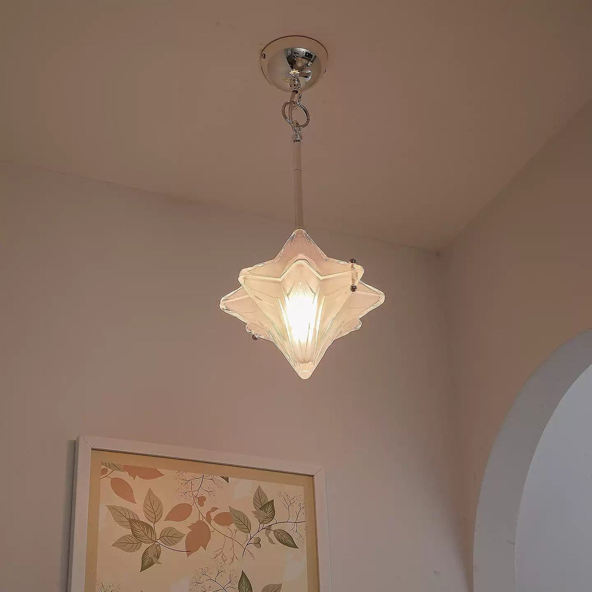 Prismatic Star Pendant Light – Crystal Glass Ceiling Lamp for Dining & Living Spaces