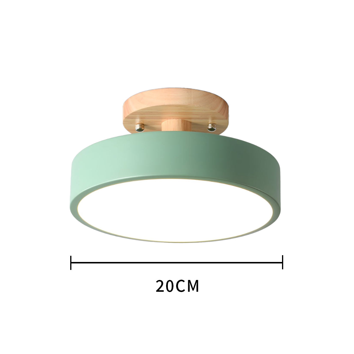 Round Semi Flush Wooden Ceiling Light