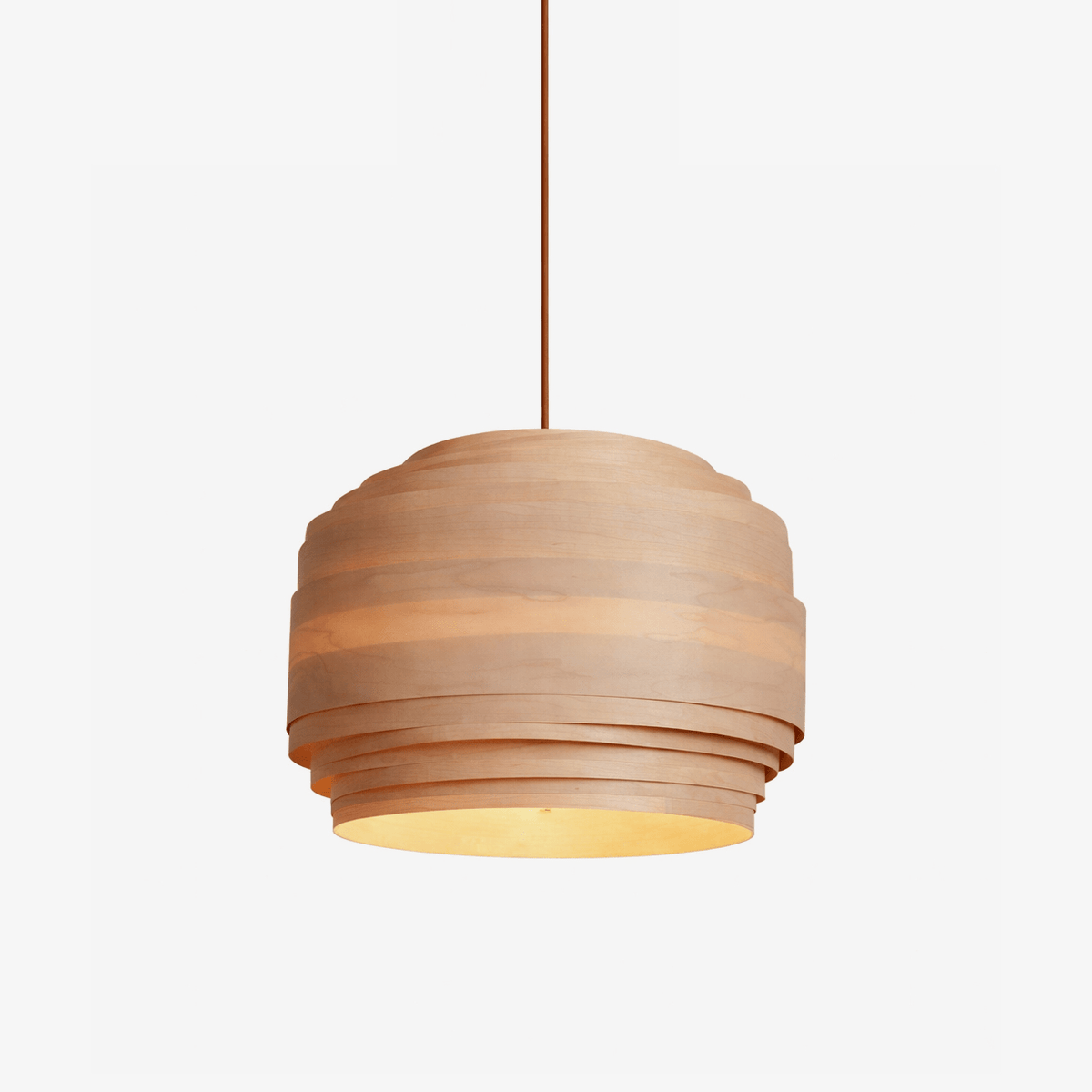 Tressa Wood Pendant Light – Layered Natural Wood Veneer Modern Hanging Lamp