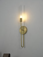 Arcline Glass Wall Sconce – Modern Brass LED Wall Light for Bedroom & Living Room