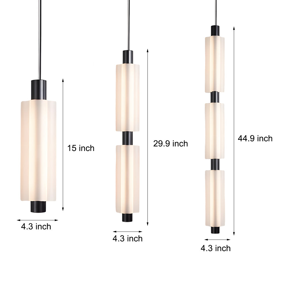1 2 3 Heads Acrylic Cylinder Pendant Lights Modern Hanging Lamp In Gold Black