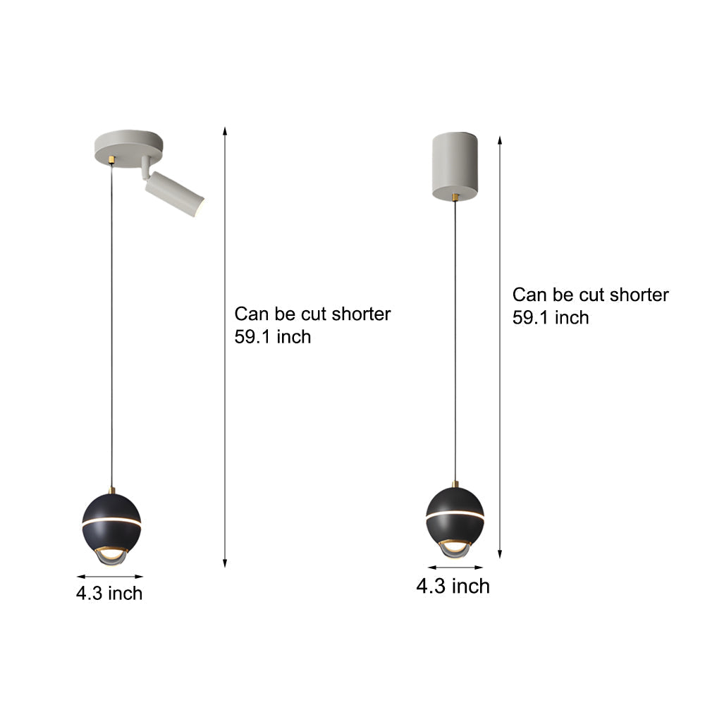 Small Metal Ball 3 Step Dimming Led Modern Pendant Lights With Spotlights