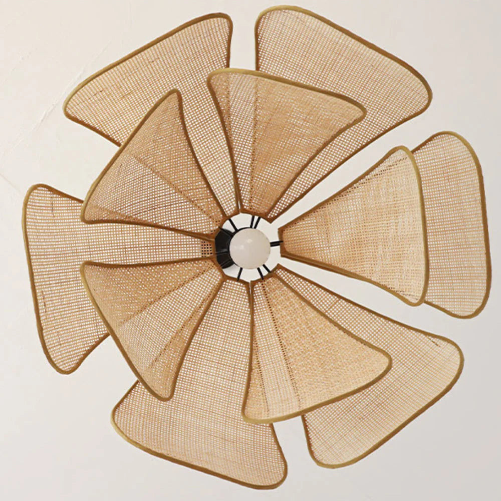 Retro Floral Rattan Pendant Lamp