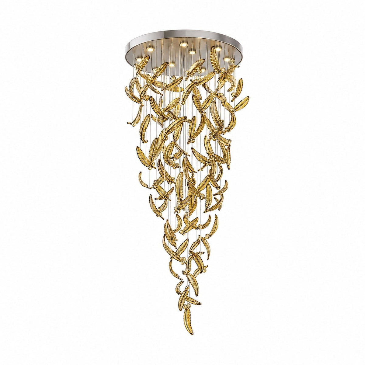 Glass Feathers Flying Chandelier — Modern LED Statement Pendant for Dining & Living Rooms
