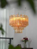 Vellune Cascade Chandelier – Modern Tiered Glass Pendant for Dining Room and Entryway