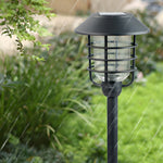 Solar Pathway Lights with Hat Top and Wire-Circled Lampshade