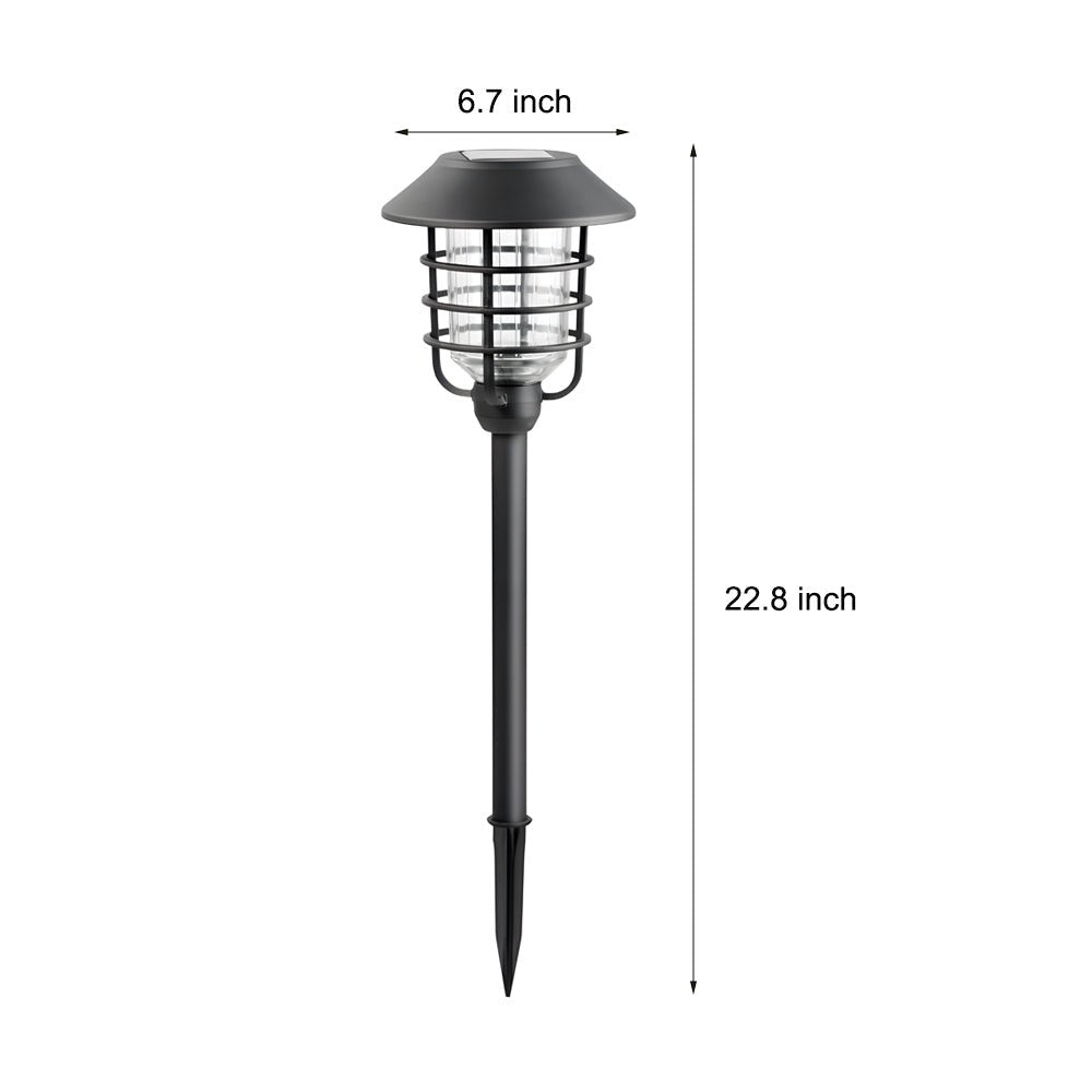 Solar Pathway Lights with Hat Top and Wire-Circled Lampshade