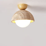 Flore Travertine Bud Ceiling Light — Natural Stone Flush Mount