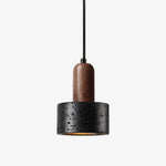 Duality Pendant Lamp in Black Travertine and Walnut