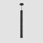 Volkan Black Travertine Tube Pendant Light – Modern Architectural Hanging Lamp