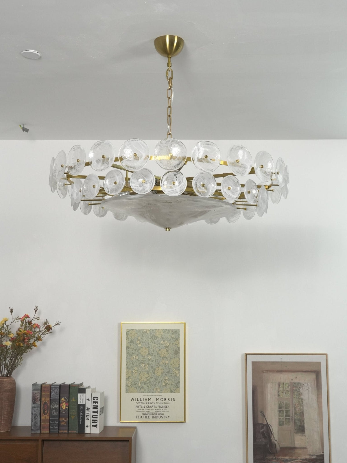 Solaris Disc Glass Chandelier – Two-Tier Gold & Murano-Style Glass Pendant