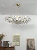 Solaris Disc Glass Chandelier – Two-Tier Gold & Murano-Style Glass Pendant