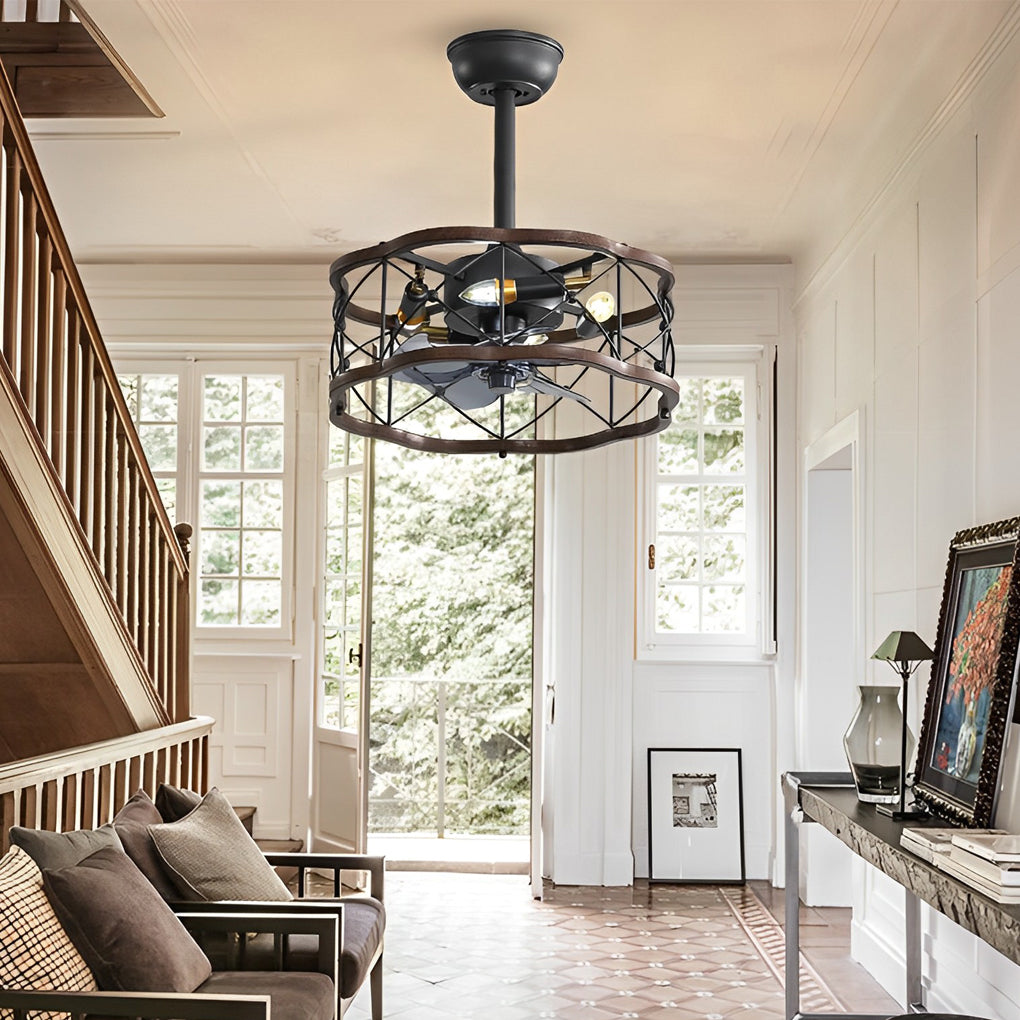 Retro Led Bladeless Ceiling Fans With Remote Ha084443