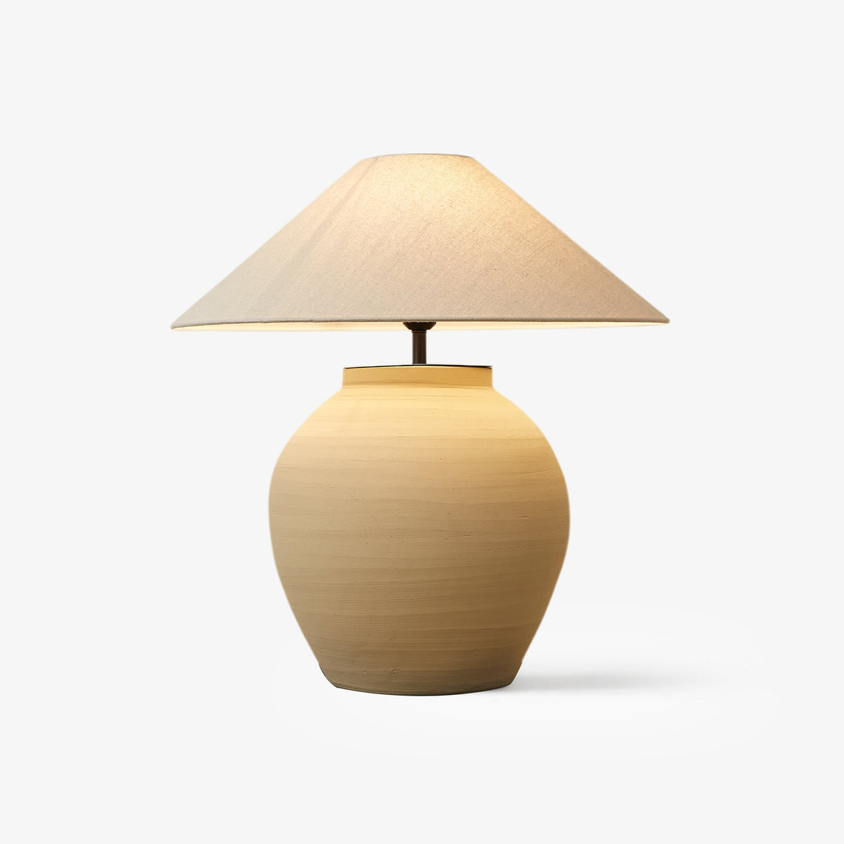 Tera Table Lamp in Terracotta and Linen – Modern Ceramic Table Light