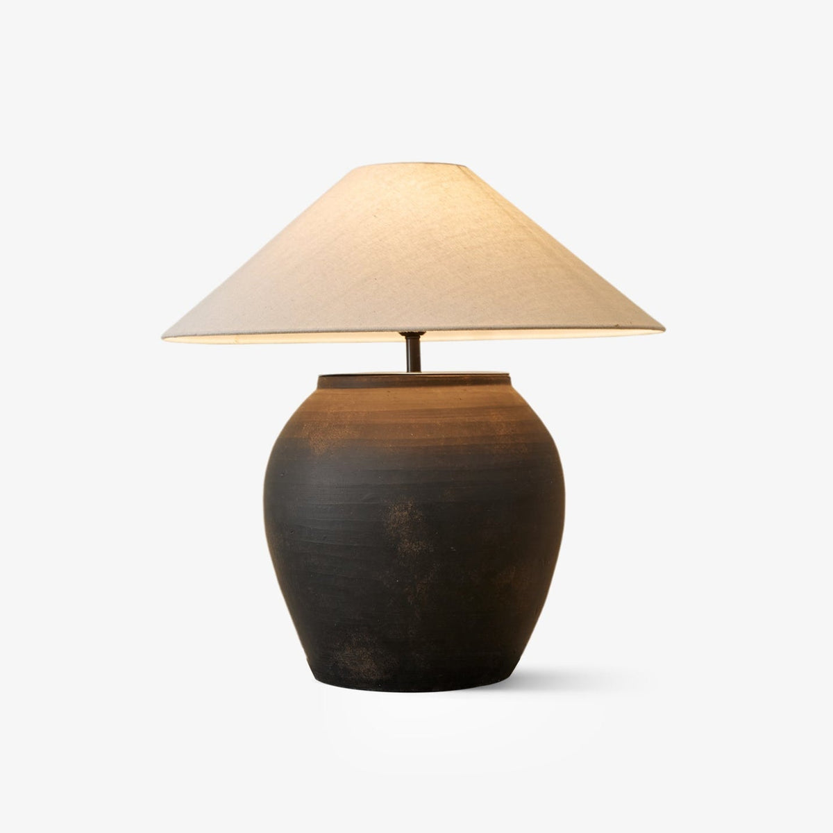 Noira Terracotta Table Lamp with Linen Shade for Ambient Bedroom Lighting