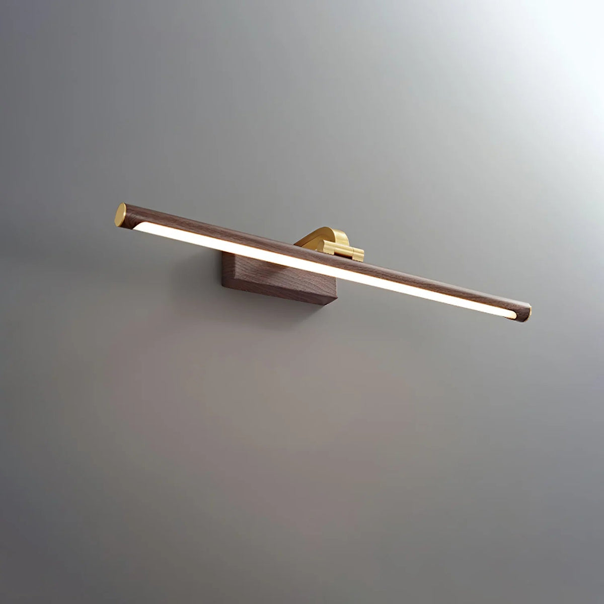 Luxe Brass Walnut Linear Wall Light