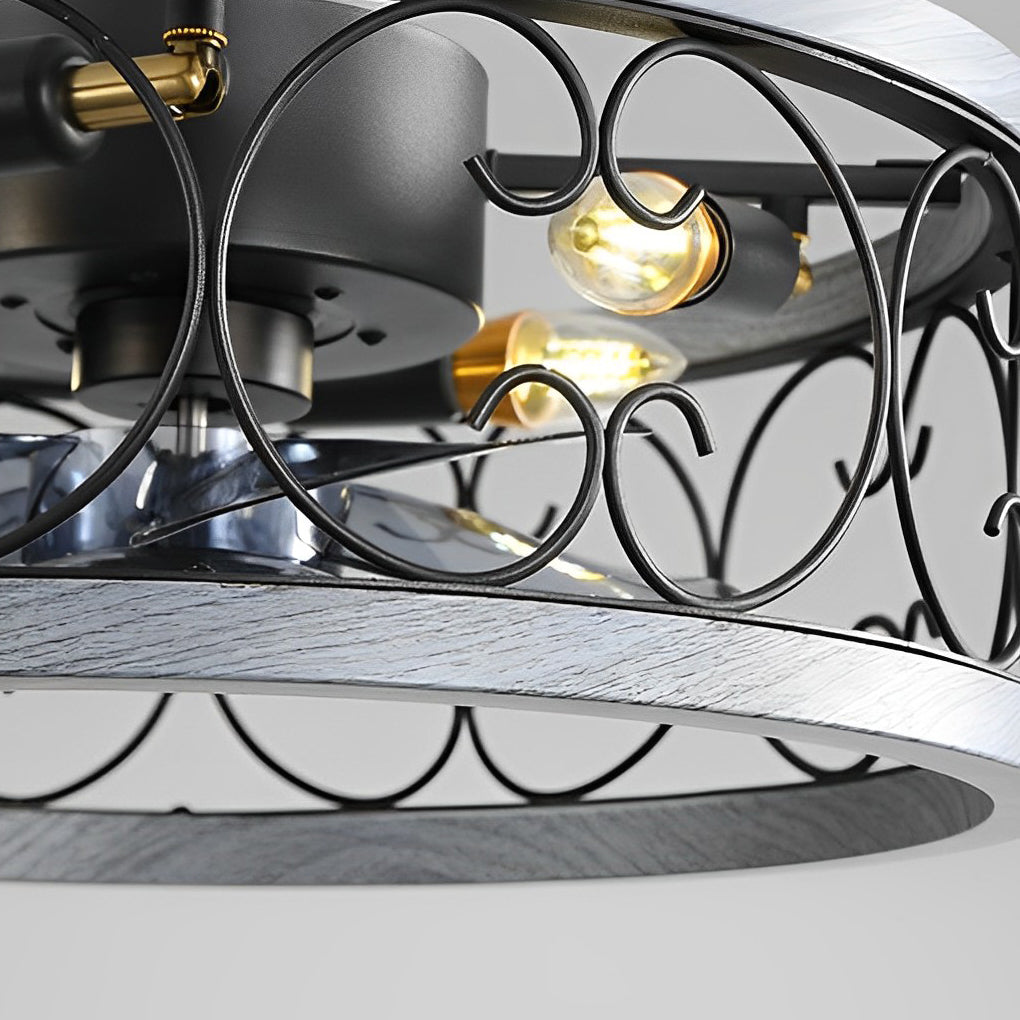 Retro Led Bladeless Ceiling Fans With Remote Ha084443