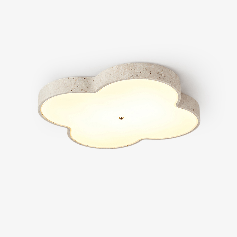 Aethel Cloud Travertine Ceiling Light — Flush Mount LED Lamp