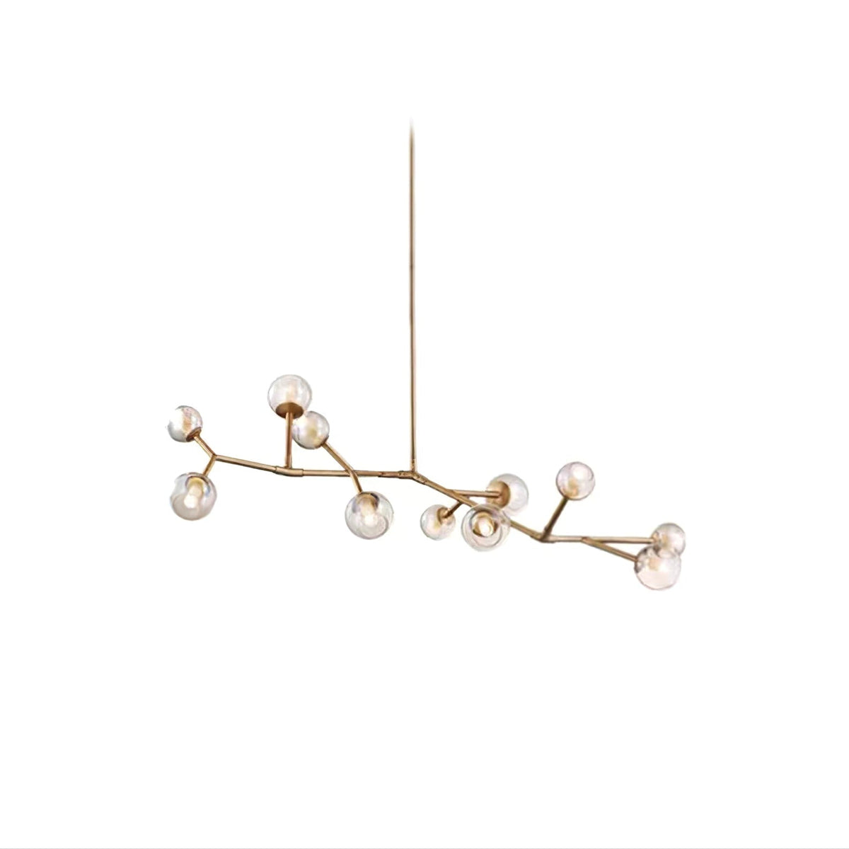 Lunaris Branch Chandelier — Sculptural Brass & Glass Pendant Light