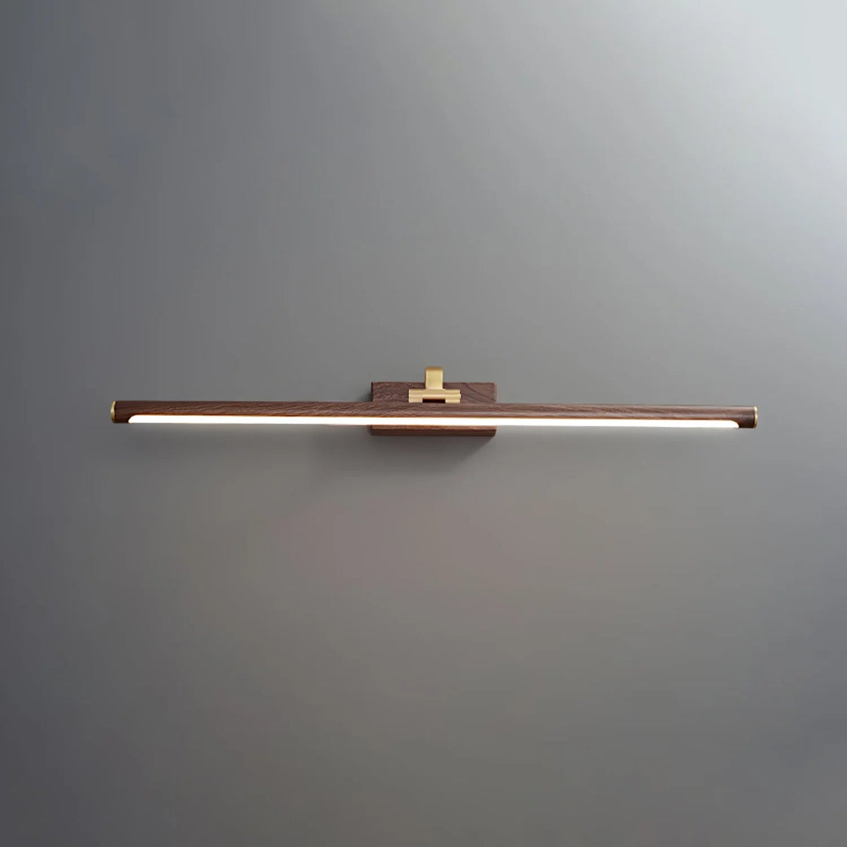Luxe Brass Walnut Linear Wall Light
