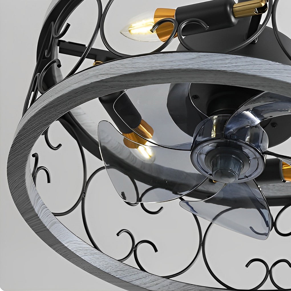 Retro Led Bladeless Ceiling Fans With Remote Ha084443