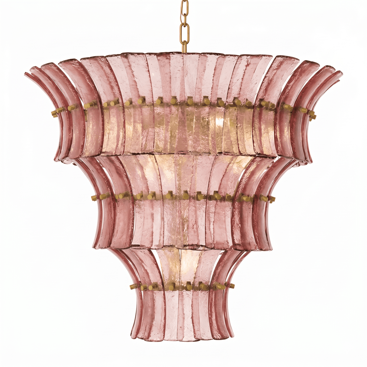 Calyra Tiered Glass Chandelier in Aqua and Brass