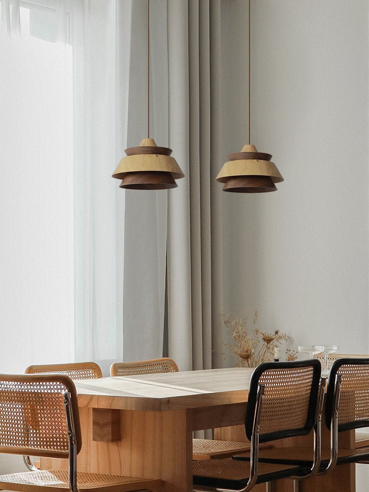 Torven Wood Pendant Light – Sculptural Layered Wooden Shade for Dining & Living Spaces