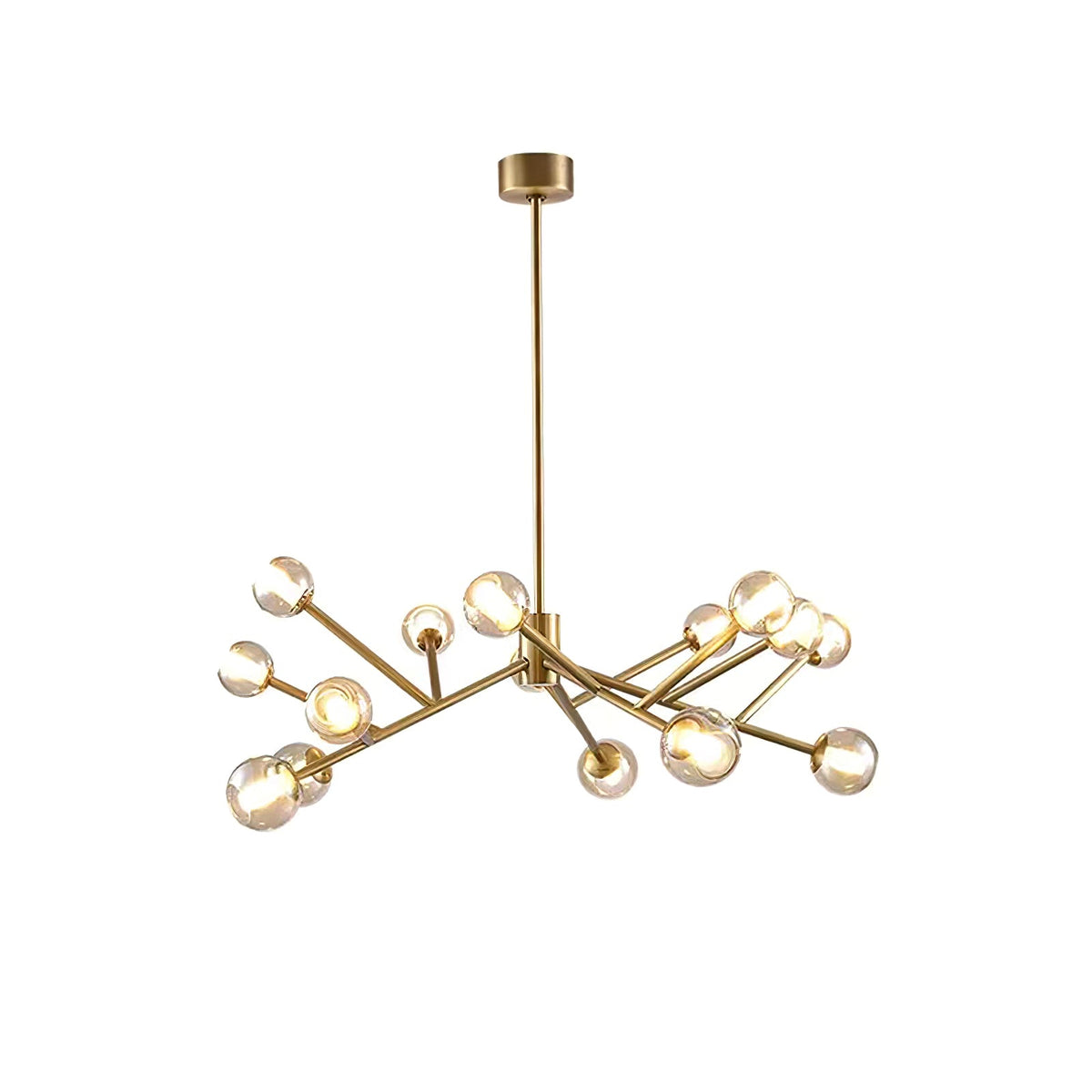 Lunaris Branch Chandelier — Sculptural Brass & Glass Pendant Light