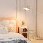 White Task Chrome Arc Floor Lamp With Dome Shade