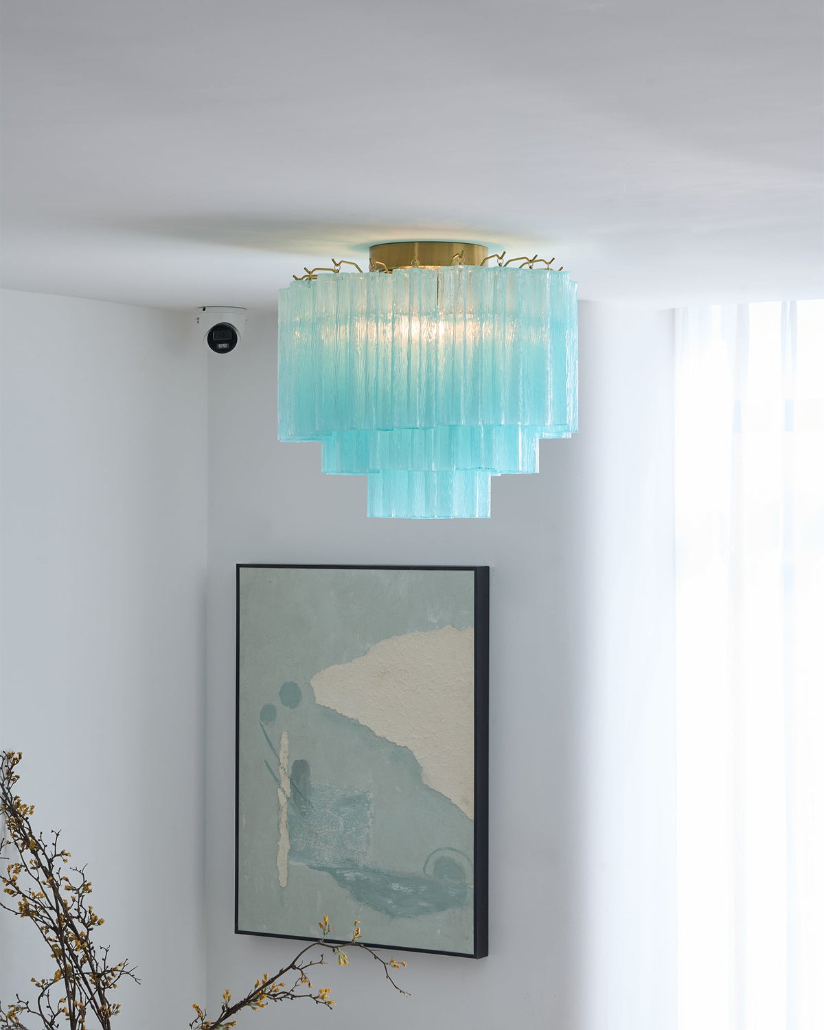 Glacia Murano Glass Ceiling Light with Gold Accents