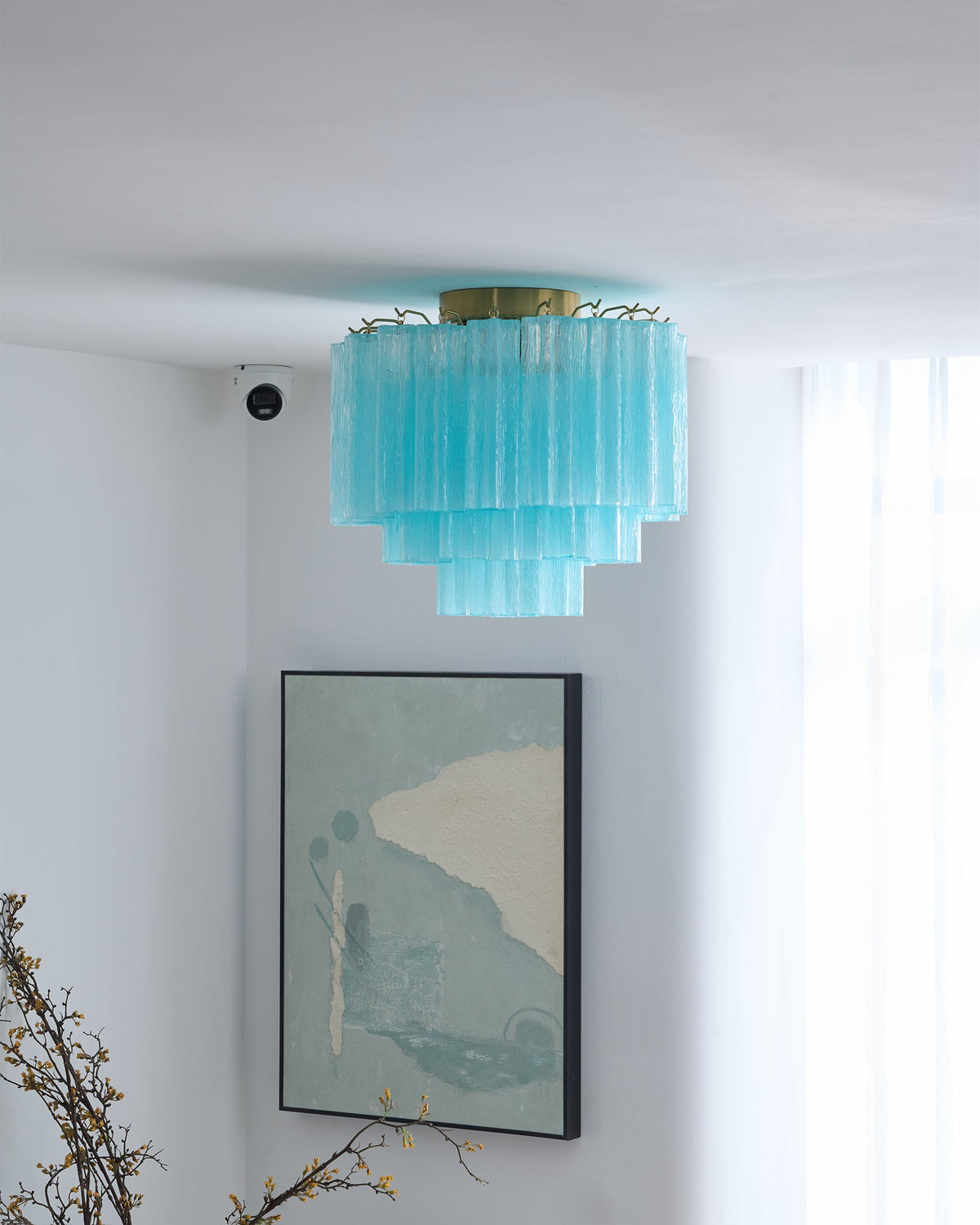 Glacia Murano Glass Ceiling Light with Gold Accents