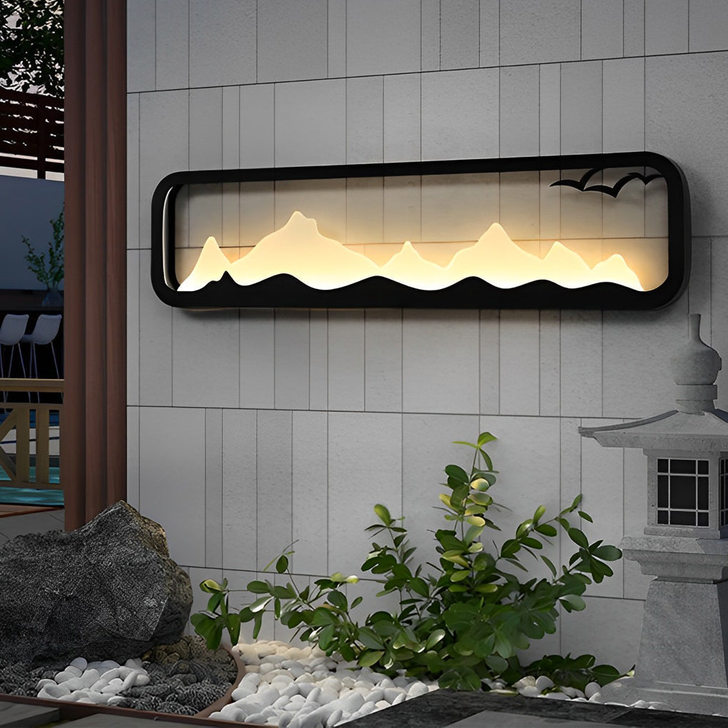 Rectangular Mountain Scenery Utdoor Wall Lamp Li002411