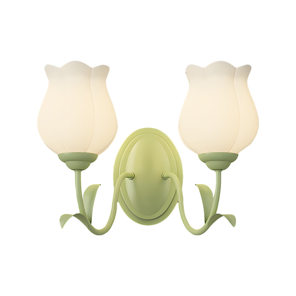 1 2 Lights Flowers Glass Three Step Dimming Green Modern Wall Lights Indoor